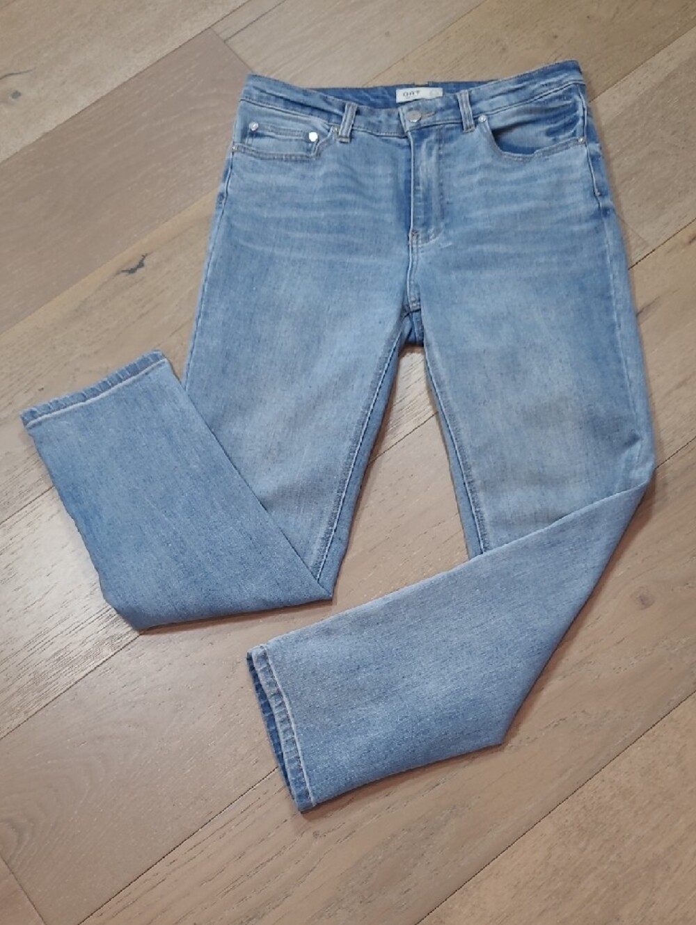 Oat New York Womens Straight Leg Jeans Light Wash High Rise | 8/29